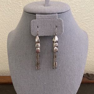 Vince Camuto dangle chain earrings silver toned hardware EC~